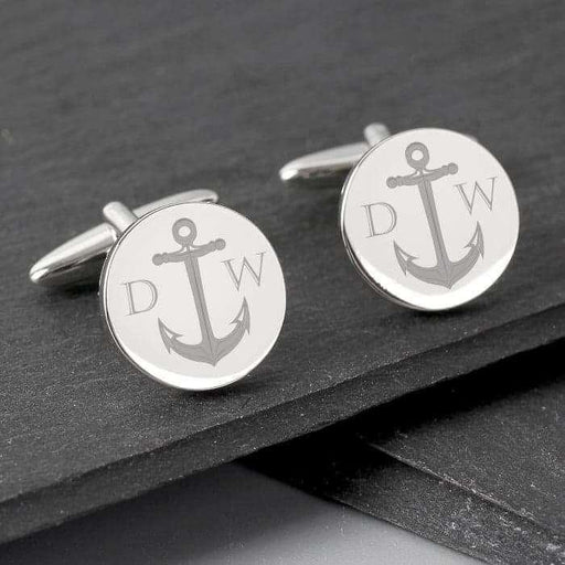 Personalised Anchor Round Cufflinks - Myhappymoments.co.uk