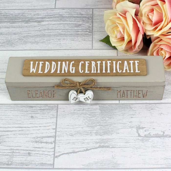 Personalised Wooden Wedding Certificate Holder - Myhappymoments.co.uk