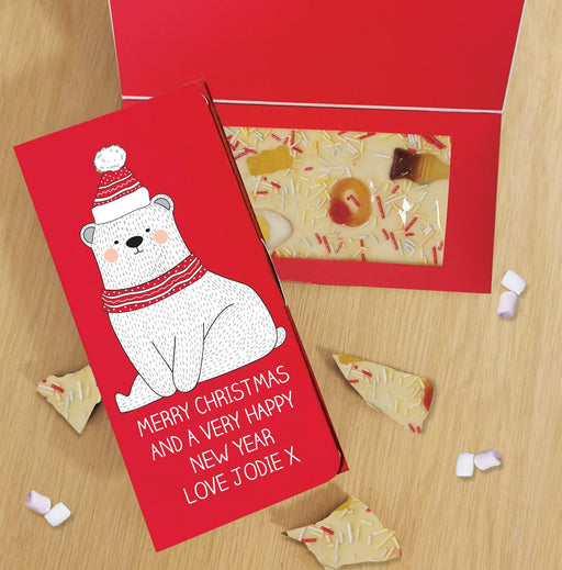 Personalised Polar Bear Letterbox White Chocolate Card