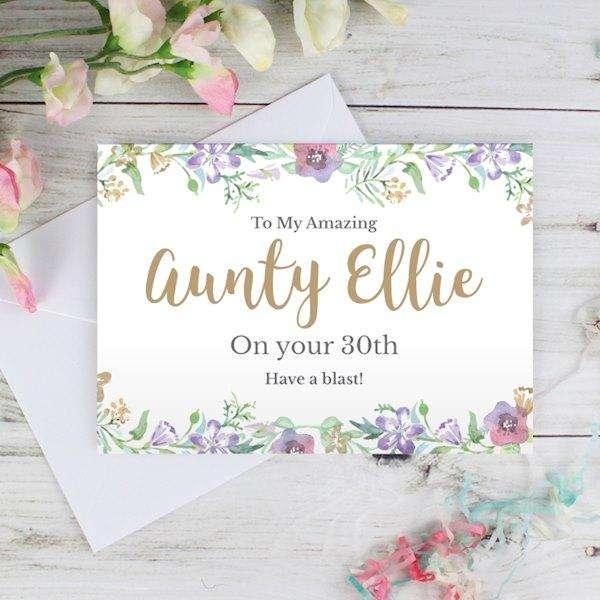 Personalised Gold Floral Watercolour Card - Myhappymoments.co.uk