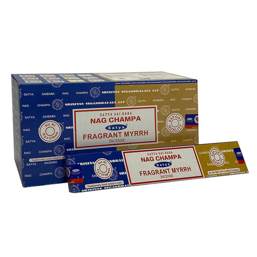 12 Pack of Combo Satya Incense - Nag Champa Fragrant Myrrh