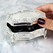 Engraved Silver Finish Small Antique Trinket Box