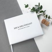 Personalised White Leather Wedding Guest Book