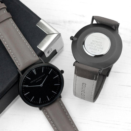 Personalised Mr Beaumont Mens Watch With Black Face in Ash
