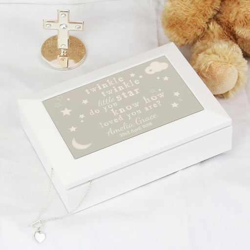 Personalised Twinkle Twinkle White Jewellery Box