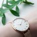 Elie Beaumont Personalised Ladies Rose Gold Mesh Strapped Watch With White Dial