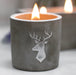 Concrete Wooden Wick Medium Candle Pot - Stag Head - Whiskey & Woodsmoke