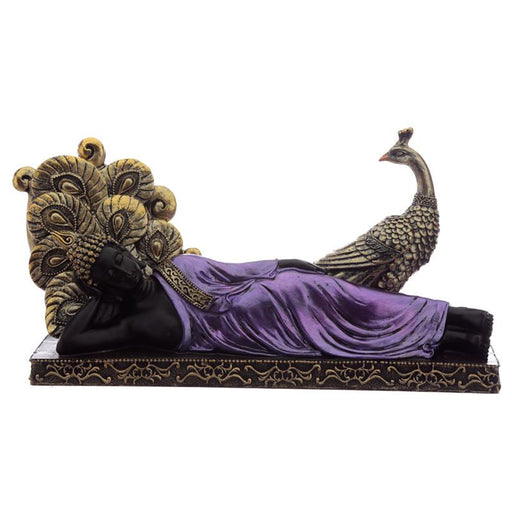 Purple and Black Thai Buddha with Peacock