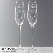 Personalised Hand Cut Heart Celebration Pair of Flutes with Gift Box