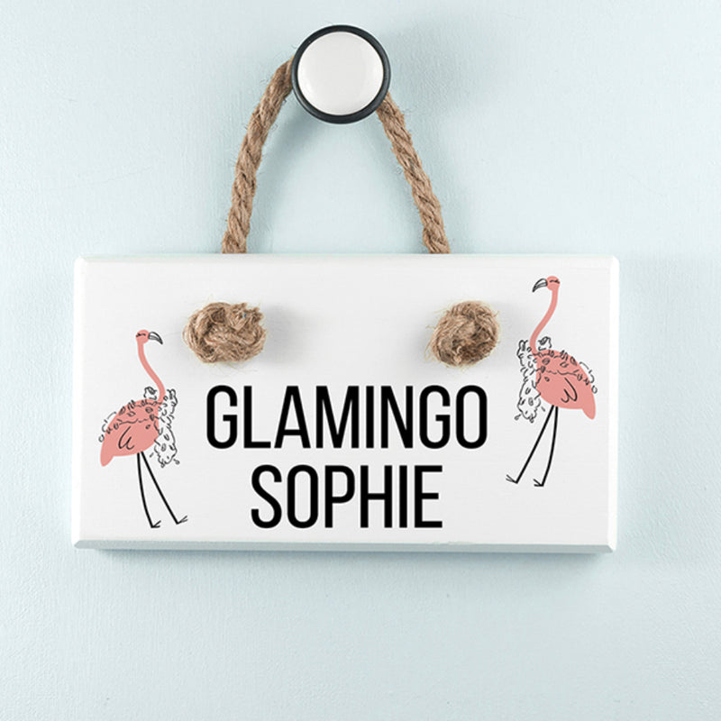 Personalised Glamingo White Hanging Sign