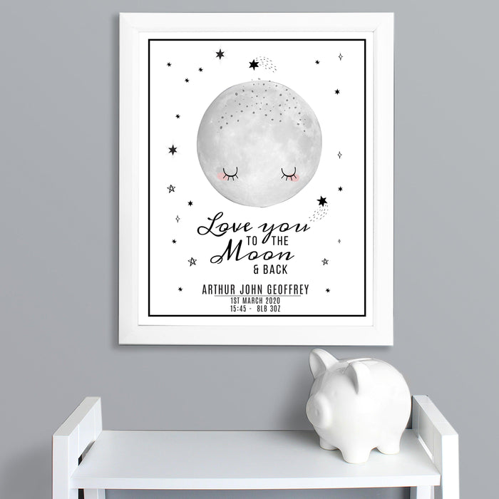 Personalised Baby Love You To The Moon and Back Wall Art