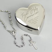 Rosary Beads & Personalised First Holy Communion Cross Trinket Box