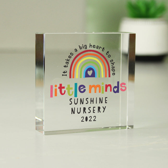 Personalised Shape Little Minds Teacher Glass Gift Plaque
