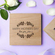 Personalised Happy Mothers Day Photo Box Cube Oak - Myhappymoments.co.uk