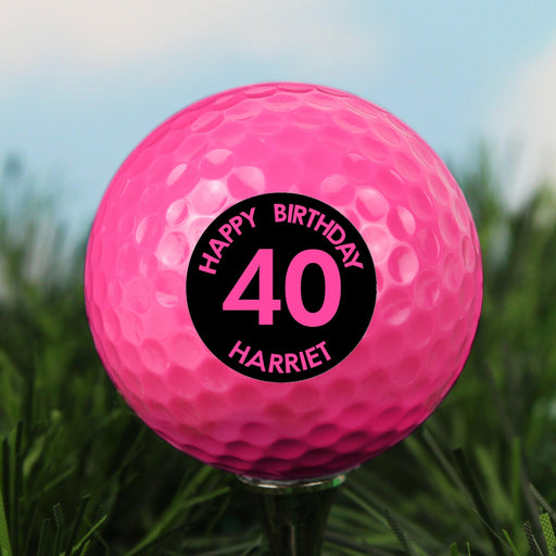 Personalised Birthday Age Pink Golf Ball