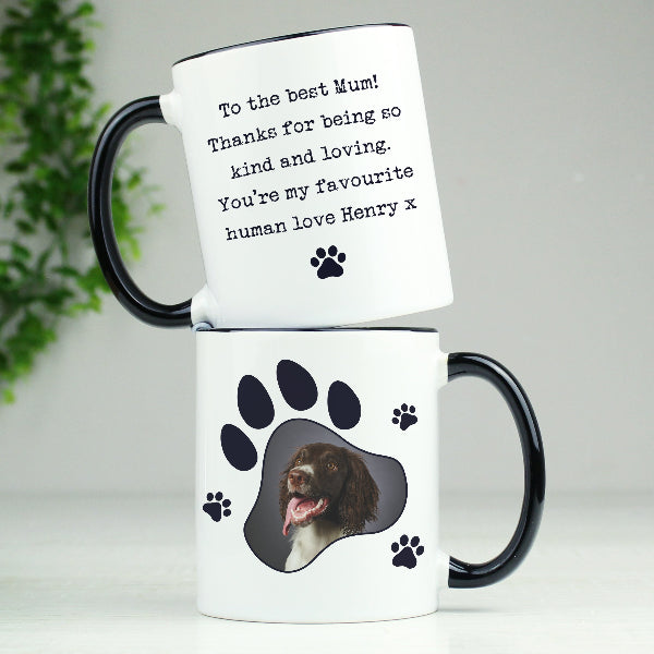 Personalised Pet Dog Cat Photo Black Handled Mug | Dog Cat Lover Gift