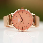 Personalised Ladies Architect Coral Watch With Rose Gold Mesh Strap