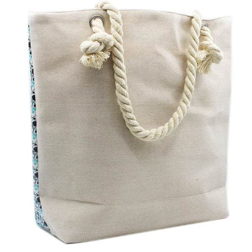 Mandala Tote Beach Bag Rope Handle - Deep Blue
