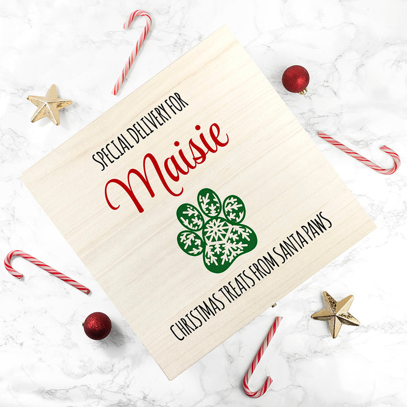 Personalised Pet Paw Christmas Eve Treats Box