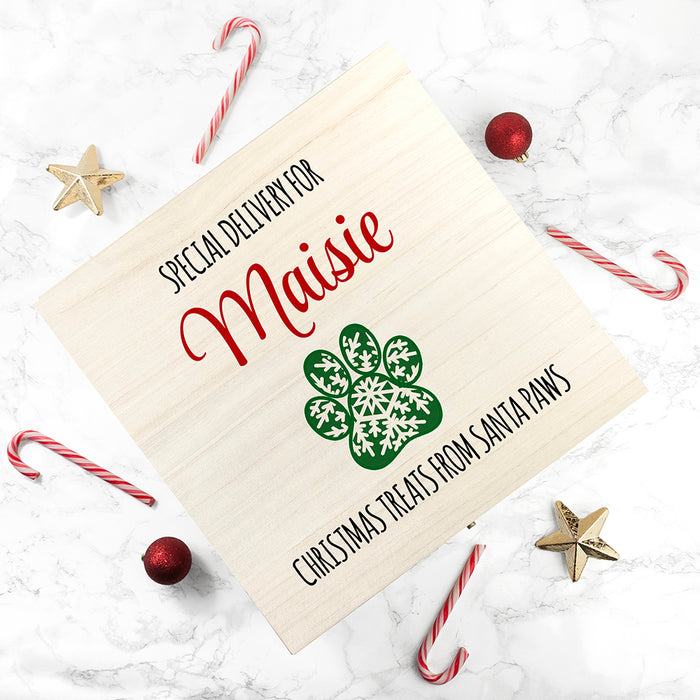 Personalised Pet Paw Christmas Eve Treats Box