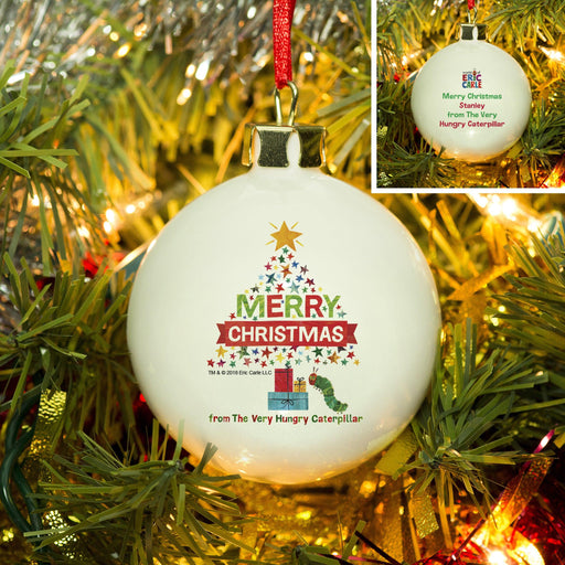 Personalised Very Hungry Caterpillar Merry Christmas Tree Bauble