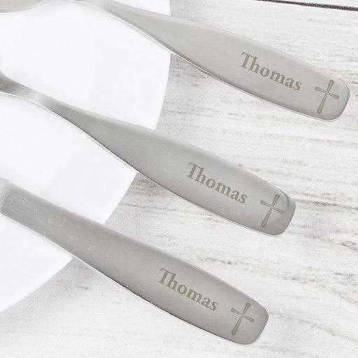 Personalised 3 Piece Cross Childrens Cutlery Set - Myhappymoments.co.uk