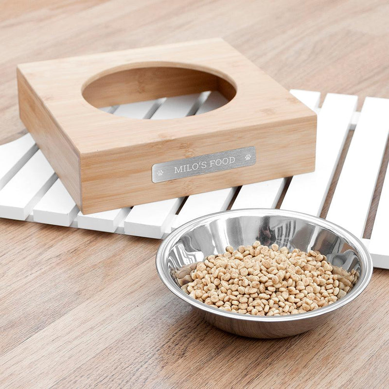 Personalised Large Bamboo Single Paw Print Bowl