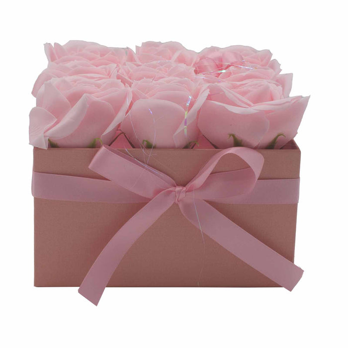 Square Soap Roses Soap Flower Gift Bouquet In Box - 9 Pink Roses - Square
