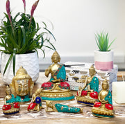 Hand Crafted Brass Reclining Buddha Figurine