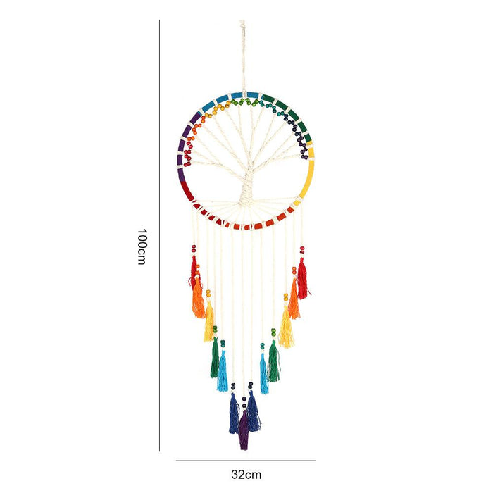 100cm Rainbow Beaded Tree of Life Dreamcatcher