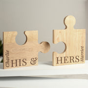 Personalised His & Hers Jigsaw Piece Coaster Set