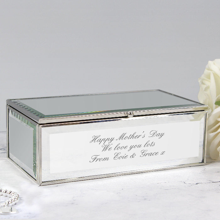 Engraved Mirrored Lined Jewellery Box