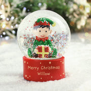 Personalised Elf Christmas Glitter Snow Globe - Any Message