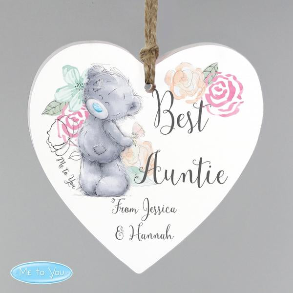 Personalised Me to You Floral Wooden Heart Decoration - Myhappymoments.co.uk