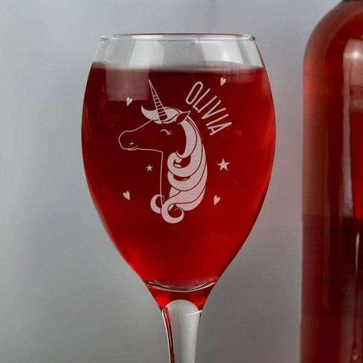 Personalised Unicorn Engraved Wine Glass - Myhappymoments.co.uk