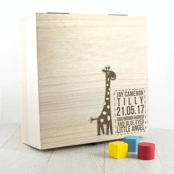 Personalised Baby Giraffe Keepsake Box - Myhappymoments.co.uk