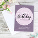 Personalised Lilac Lace Birthday Card - Pukka Gifts