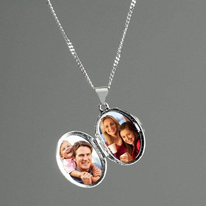 Personalised Sterling Silver Oval Locket Necklace - Myhappymoments.co.uk