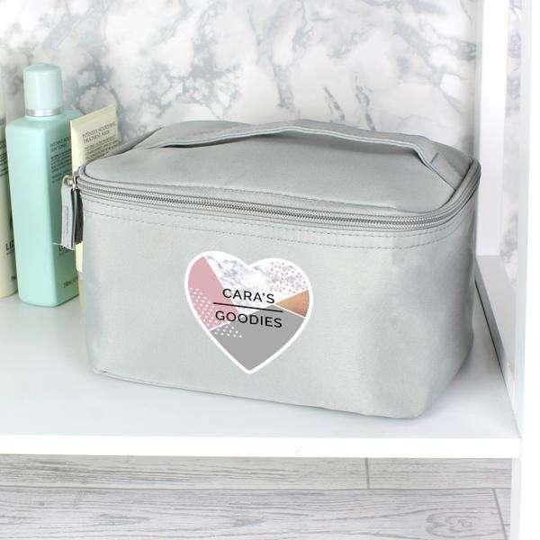 Personalised Geometric Grey Make Up Wash Bag - Myhappymoments.co.uk