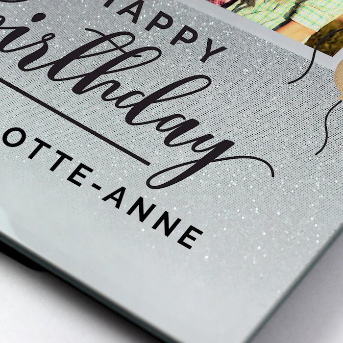 Personalised 30th Birthday Glitter Glass Photo Frame 4x4 - Myhappymoments.co.uk