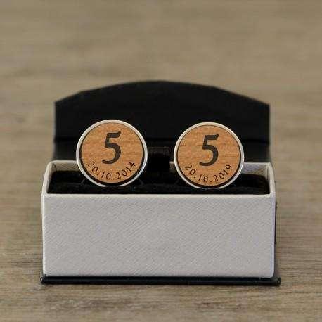 Personalised 5th Year Wedding Anniversary Wooden Cufflinks - Myhappymoments.co.uk
