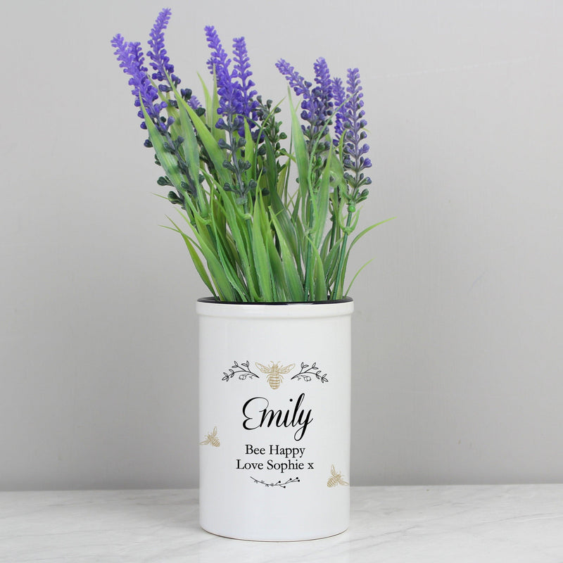Personalised Floral Bee Flower Pot