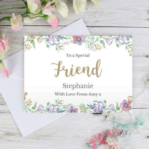 Personalised Gold Floral Watercolour Card - Myhappymoments.co.uk