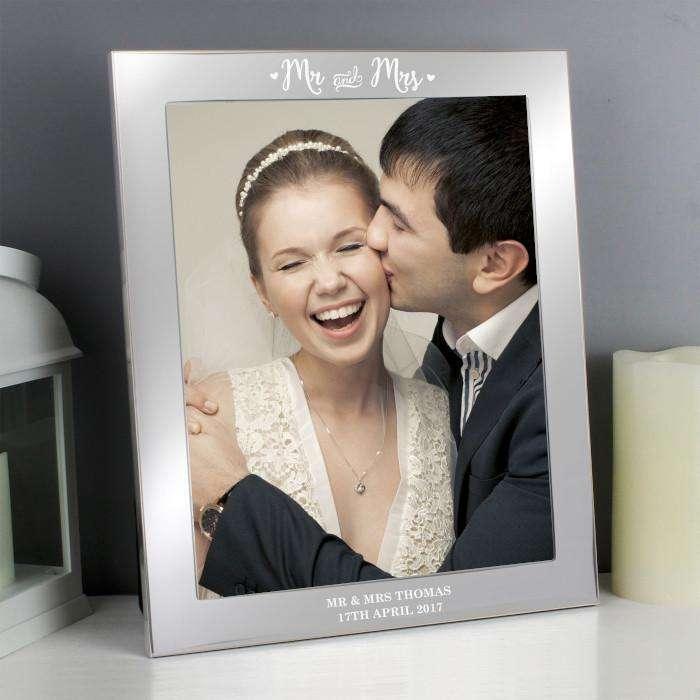 Personalised Mr & Mrs Silver Photo Frame 8x10 - Myhappymoments.co.uk