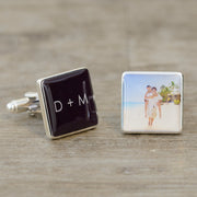 Personalised Groom Cufflinks - Initials & Photo