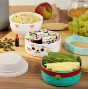 Maneki Neko Lucky Cat Stacked Round Bento Lunch Box