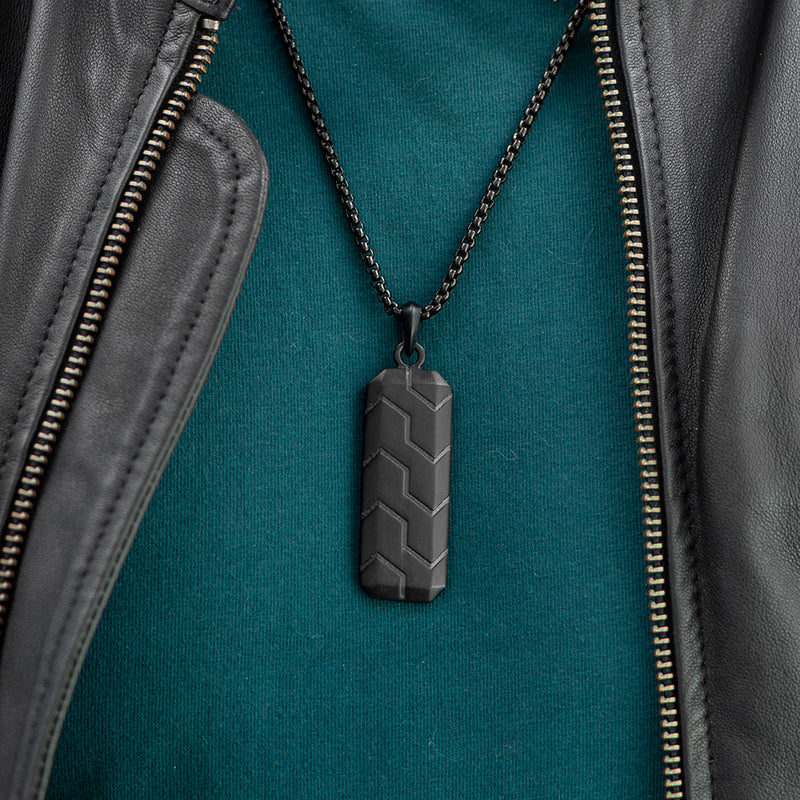 Personalised Men's Tyretread Stone Necklace
