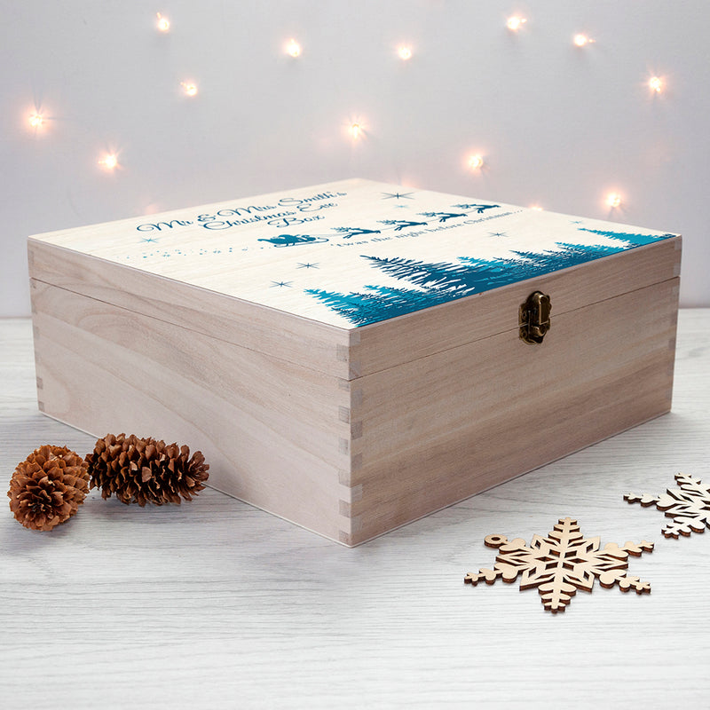 Personalised T'was The Night Before Wooden Christmas Eve Box