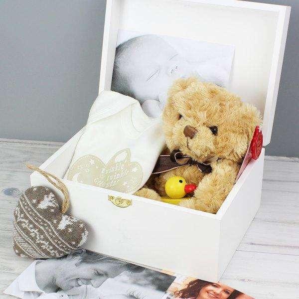 Personalised Rustic Heart White Wooden Keepsake Box - Myhappymoments.co.uk