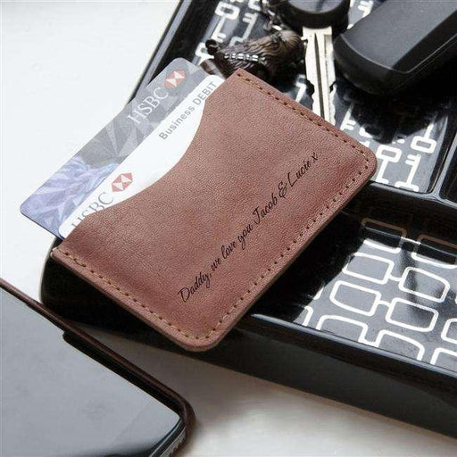 Personalised Tan Leather Credit Card Holder - Myhappymoments.co.uk